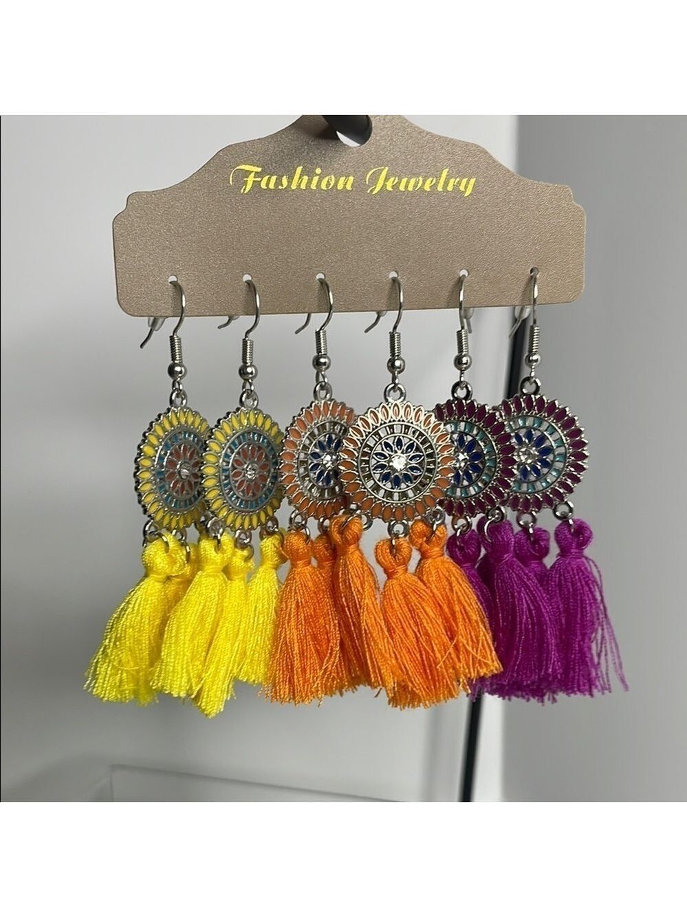 Fashion Jewelry Yellow and Orange Tassel Earrings